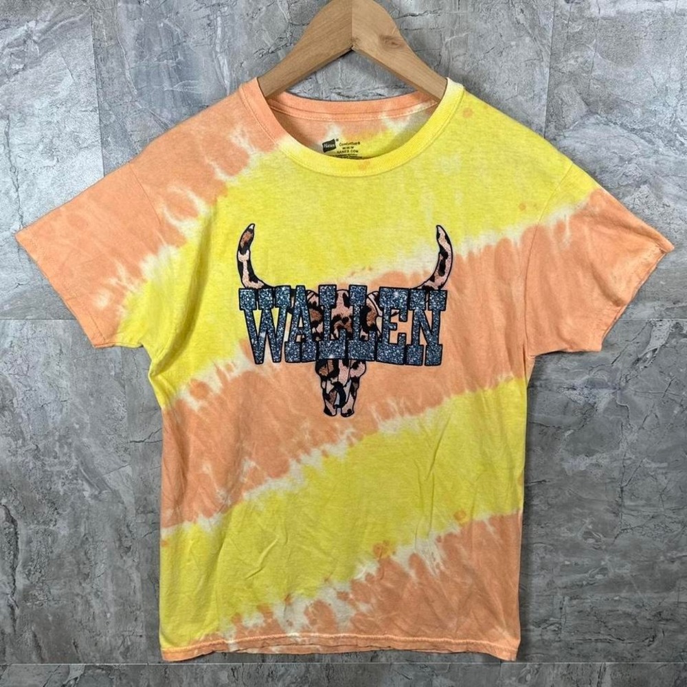Morgan‎ wallen yellow tie-dye country music tee shirt Woman's Size M #country